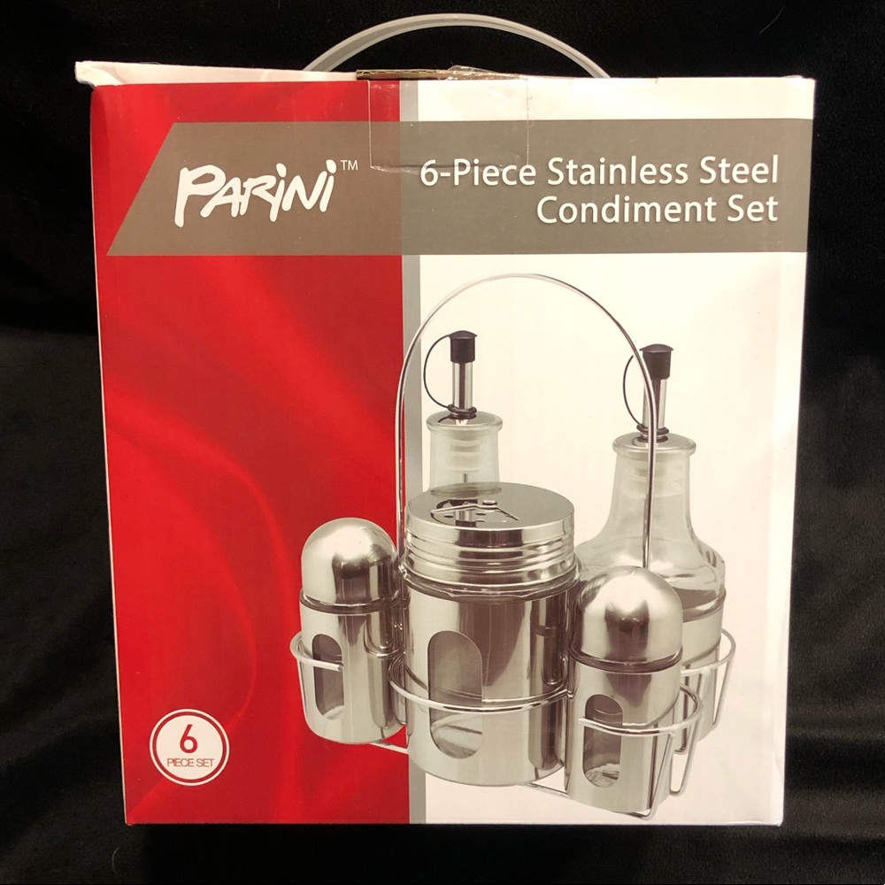 Parini Brand Six Piece Stainless Steel Condiment Set